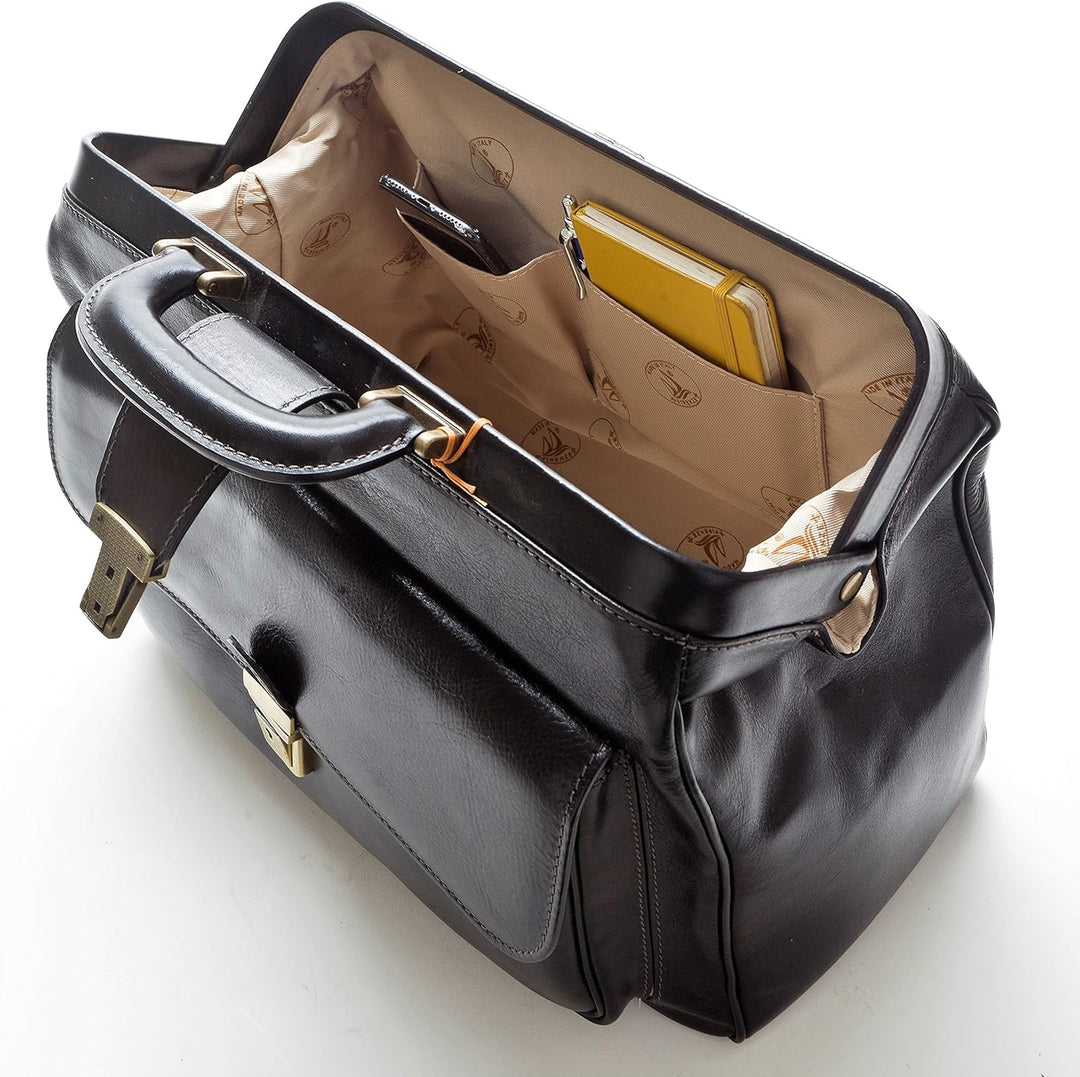 Arzttasche aus Echtem Leder - D&D0203 - Made in Italy (Dulkenbraun), Dulkenbraun
