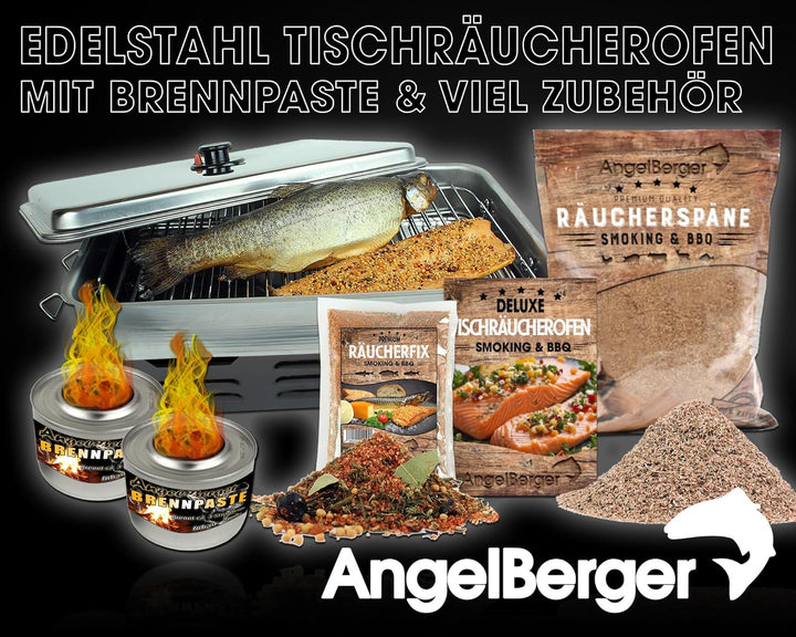 Angel-Berger Edelstahl Tischräucherofen mit Brennpaste Räucherofen
