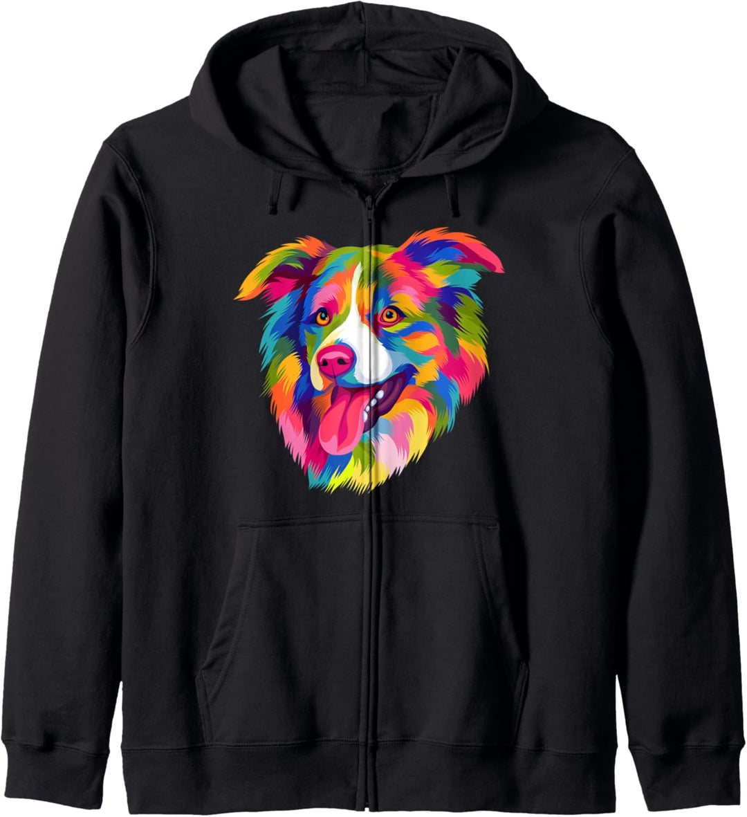 Pop Art Border Collie Hund Frauen Männer Kinder Collie Kapuzenjacke