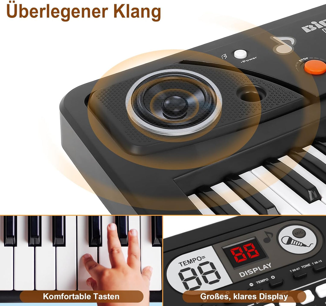 Shayson 61 Tasten Keyboard für Kinder ab 6 7 8 9 10 11 12 Jahren, Elektronische Klavier mit Mikrofon