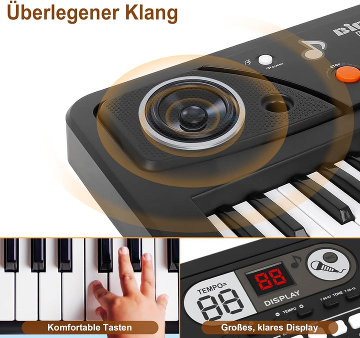 Shayson 61 Tasten Keyboard für Kinder ab 6 7 8 9 10 11 12 Jahren, Elektronische Klavier mit Mikrofon