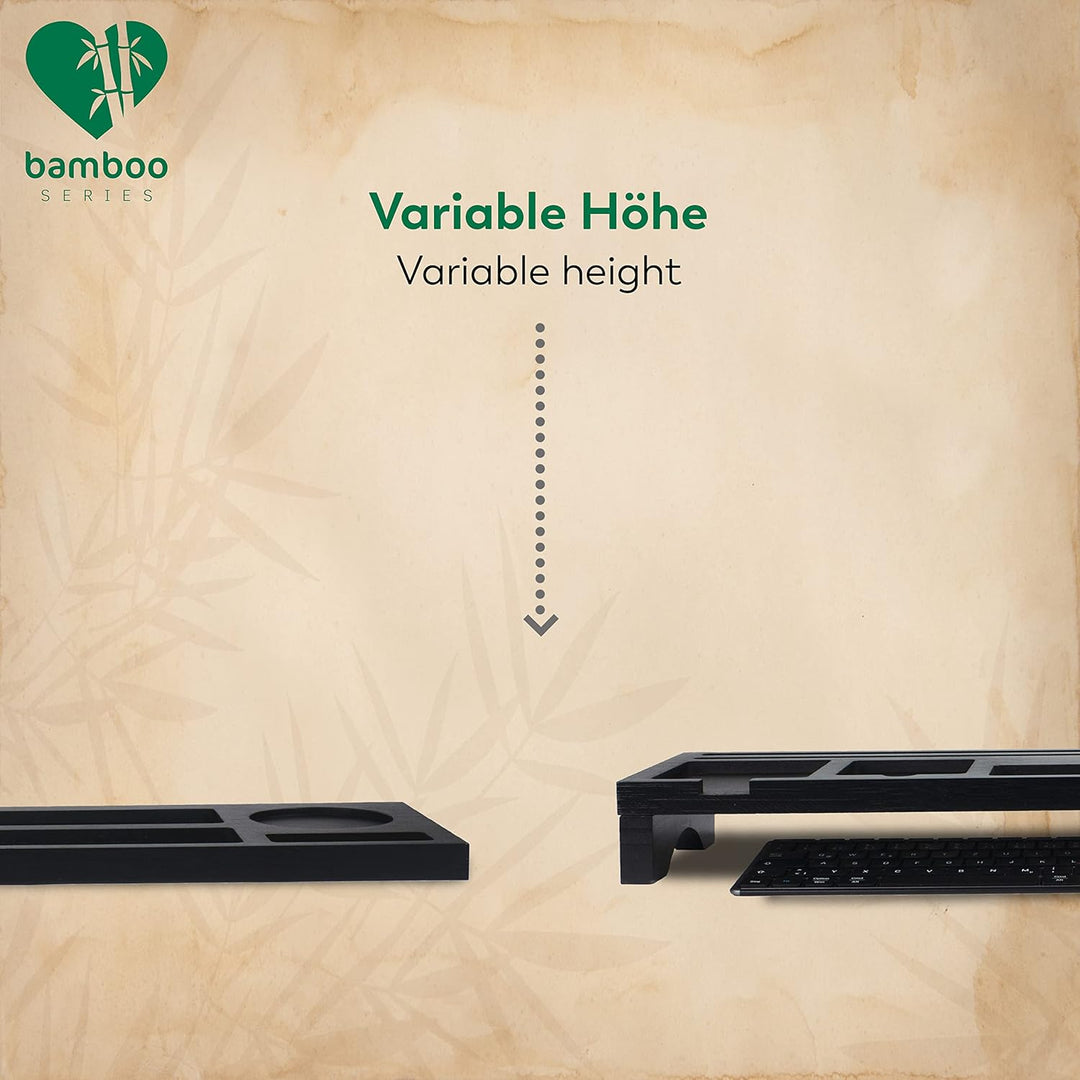 Rubberneck Bambus Schreibtisch Organizer mit Handy-, Tablethalterung - für Tastatur, Maus, Büro Zube