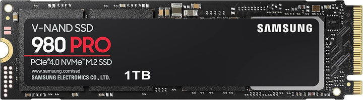 Samsung 980 PRO NVMe M.2 SSD, 1 TB, PCIe 4.0, 7.000 MB/s Lesen, 5.000 MB/s Schreiben, Interne SSD fü