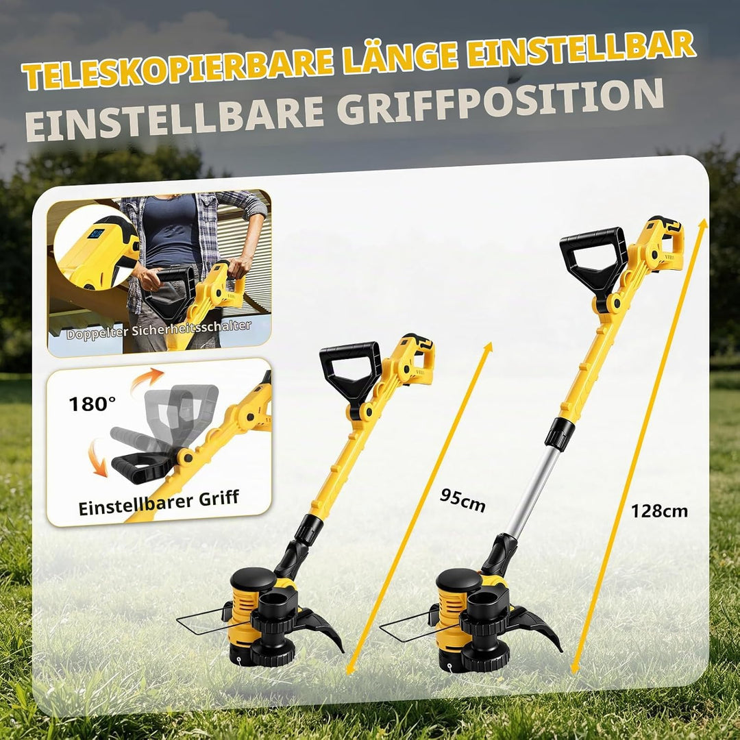 Akku Rasentrimmer Rasenkantenschneider Freischneider für Dewalt 20V 18V (ohne Akkus), mit 6 Ersatzsp