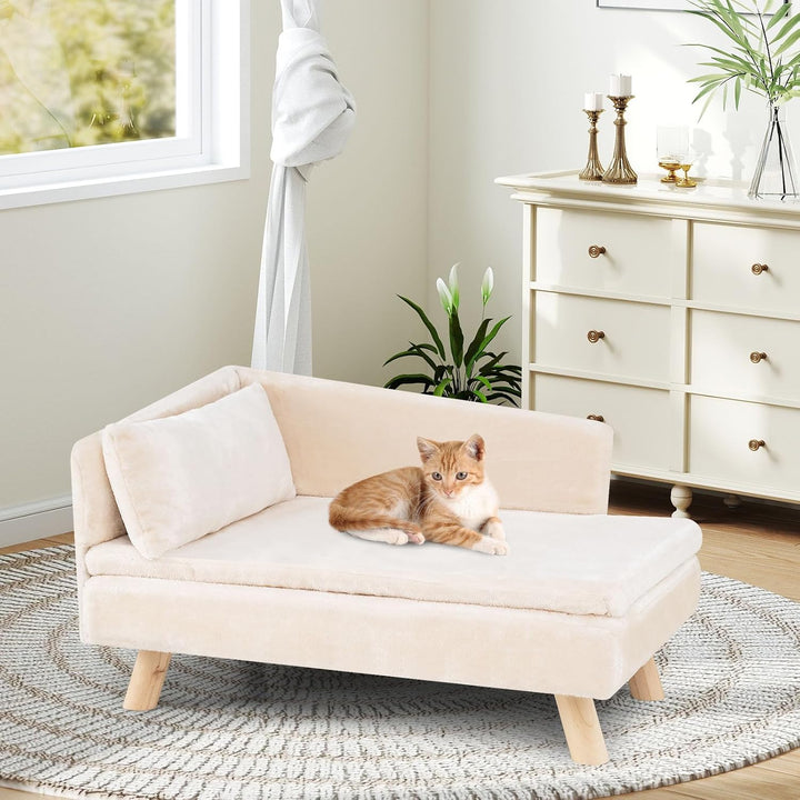 COSTWAY Katzensofa Luxus, Katzenbett erhöht, bis 50 kg, Katzencouch mit 2 Kissens, Rückenlehne &amp; Hol