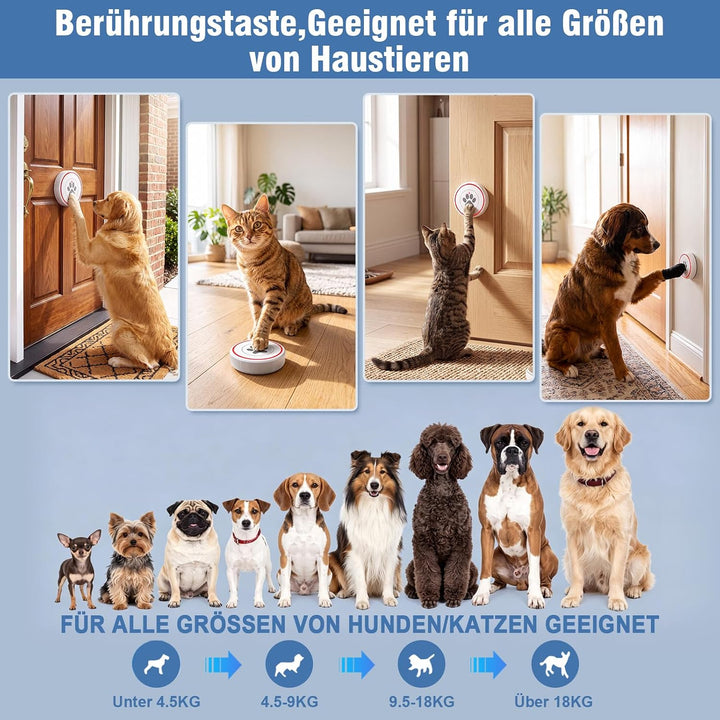 ChunHee Katzenklingel/Hundeklingel Buzzer Hund Haustier Türglocken Sensor Berührt Wasserdicht Türkli