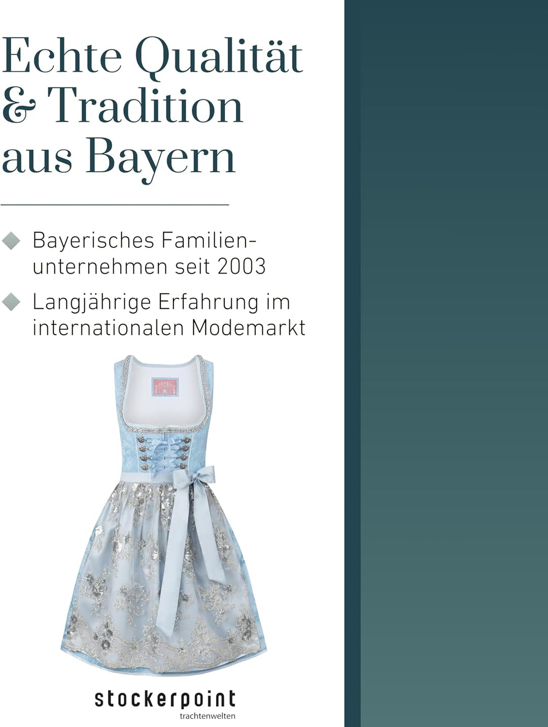 Stockerpoint Damen Dirndl Maya Kleid für besondere Anlässe 34 Hellblau, 34 Hellblau