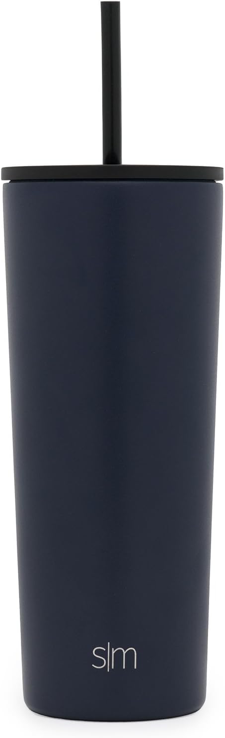 Simple Modern Isolierter Becher mit Strohhalm und Deckel | EiskaffeeBecher Wiederverwendbare Edelsta
