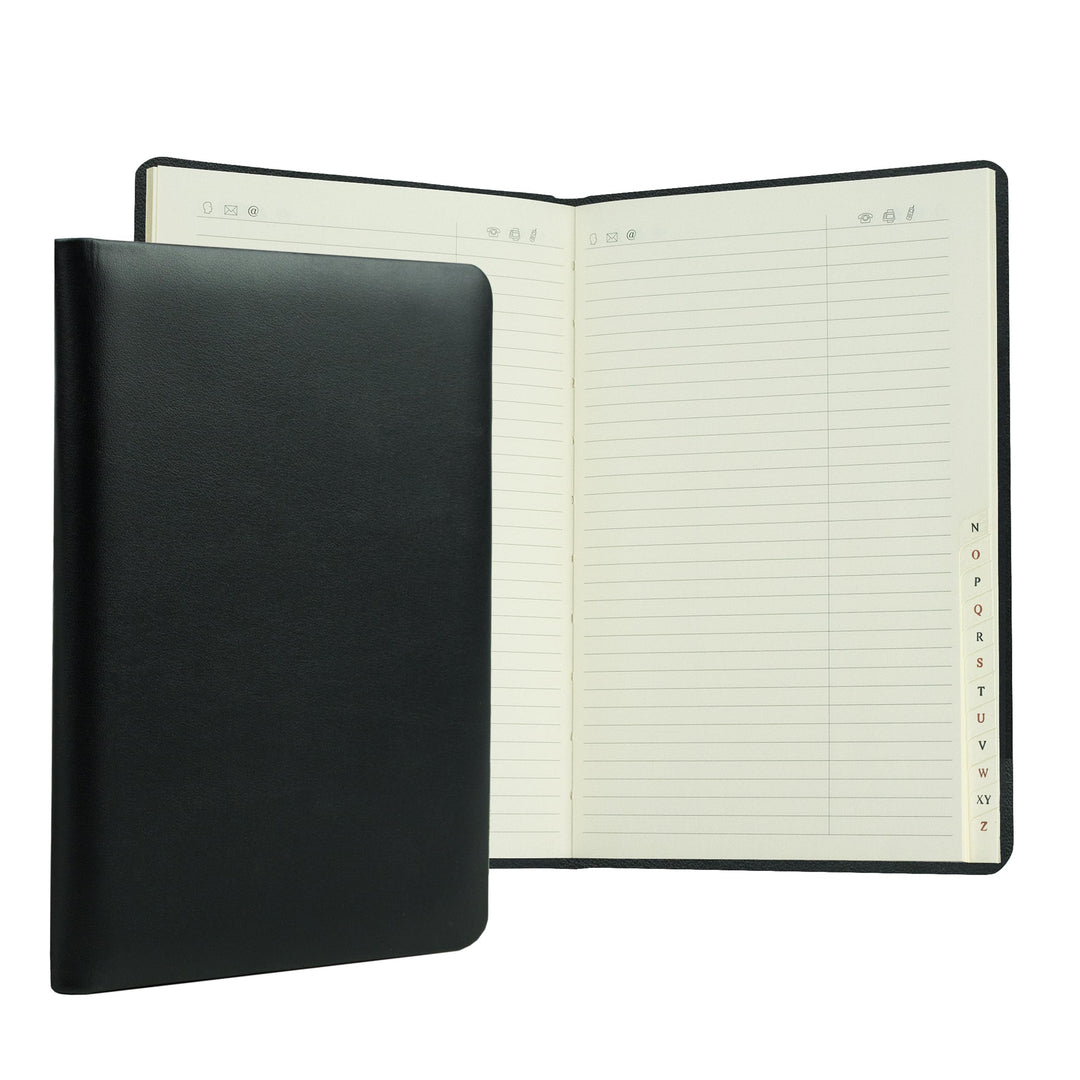 DELMON VARONE - Personalisierbares Adressbuch DIN A5 gebunden mit A-Z Register in Boxcalf Premium Le