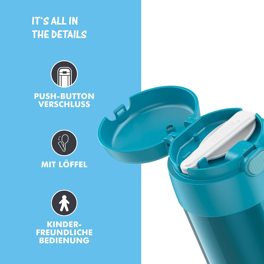 THERMOS kids FUNTAINER FOOD JAR 0,30l, ocean teal, Thermobehälter für Essen mit Löffel für Kinder, 5