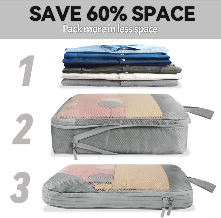 Koffer Organizer Set 8-teilig, Komprimierbaren Packwürfeln zur Organisation Ihres Reisegepäcks, Comp