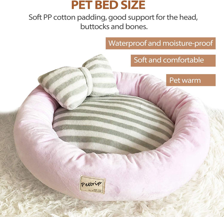 PETCUTE Hundebett Katzenbett Waschbar Hundesofa Rund Kissen Bett Wildlederimitat Haustierbett für Gr