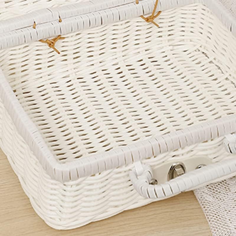 Weidengeflecht Picknickkorb, 26×17×11cm Retro Gewebte Picknickbox | Kunststoff Rattan Koffer Picknic