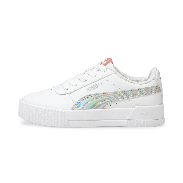PUMA Carina L Jr Kinder Sneaker Leder Schuhe 370677 06 Weiss 26 EU Puma White Puma Silver, 26 EU Pum