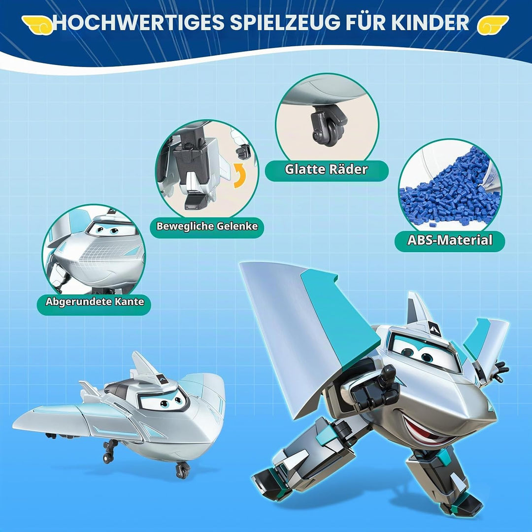 Super Wings Transforming Spielzeug 2PCS Jett &amp; Traver, 2 in 1 Action Figur, 12,7 cm grosses Flugzeug