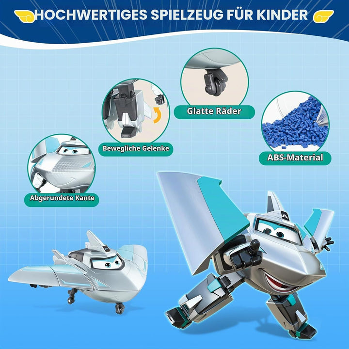 Super Wings Transforming Spielzeug 2PCS Jett &amp; Traver, 2 in 1 Action Figur, 12,7 cm grosses Flugzeug