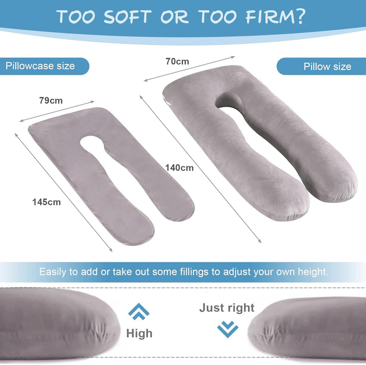 Lannvan Schwangerschaftskissen, U-förmiges Seitenschläferkissen zum Schlafen, Stillkissen XXL, 3KG B