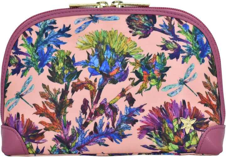 Anuschka Kosmetiktasche - Wanderlust Kollektion - Nylonstoff mit Leder Trim und Kunstdruck Dragonfly