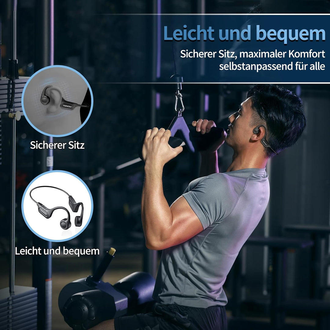MANKIW Knochenschall Kopfhörer Bluetooth, Open Ear Kopfhörer Bluetooth 5.3, Typ-C Ladeanschluss, IPX
