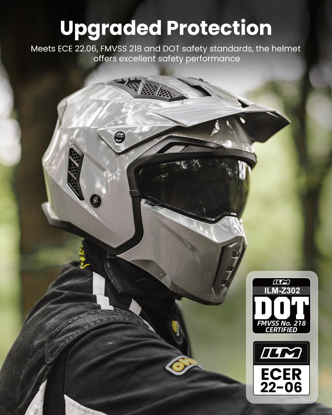 ILM Helm Integralhelm | Jethelm Motorrad Motocross Herren Damen Vintage Retro mit Visier ECE mit ans