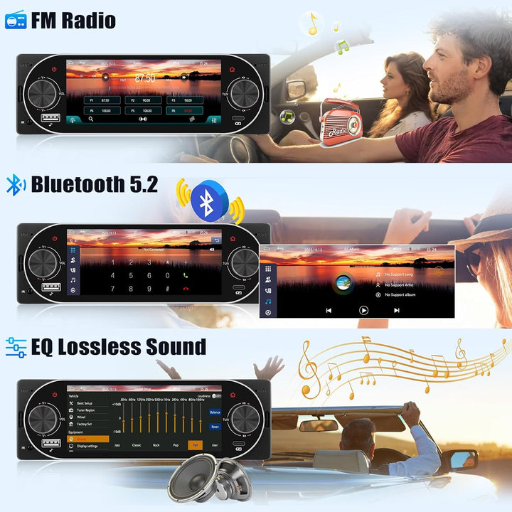 CAMECHO Autoradio 1 Din Wireless Carplay Android Auto Radio Bluetooth 5.2 mit Rückfahrkamera, 5.1 Zo
