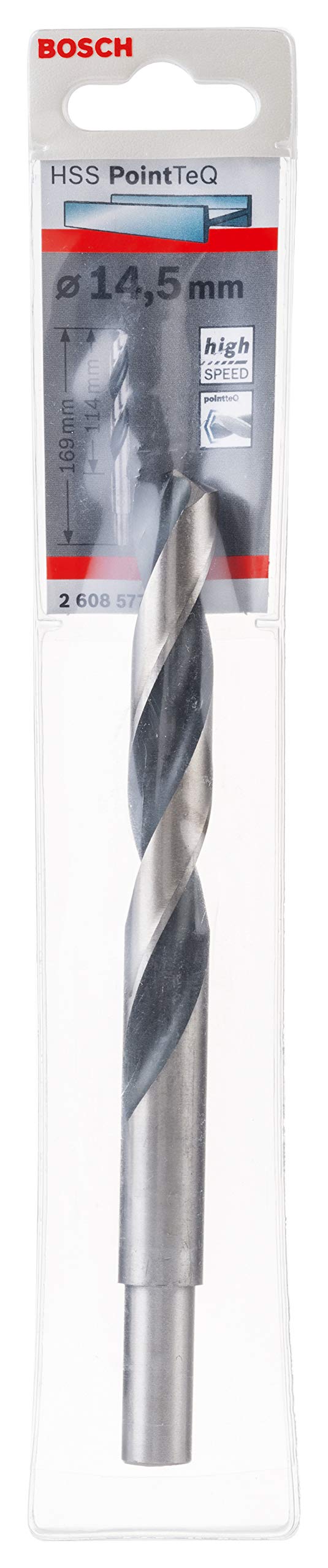 Bosch Professional HSS Spiralbohrer PointTeQ (für Metall, reduzierter Schaft, 14,5 x 114 x 169 mm, Z