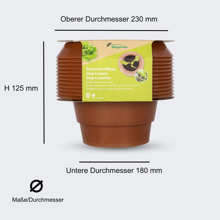 Andermatt Biogarten SchneckenStopp PP 12er Pack + 12 Hauben, natürlicher Schneckenschutz, wiederverw