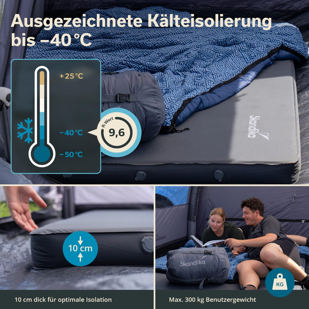 Skandika Premium Easy Isomatte Double 3D | 10 cm dick, selbstaufblasend, leicht, faltbar, selbstfüll