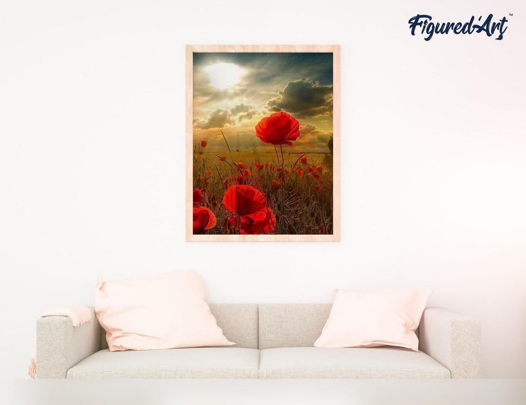 Figured'Art Malen Nach Zahlen Erwachsene Mit Rahmen Blumen unter der Sonne - Paint by Numbers Bastel