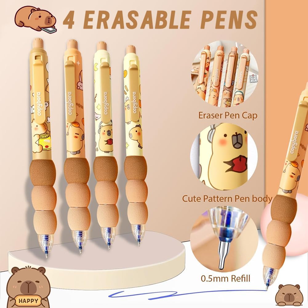 Capybara Rucksack Set, Schulrucksack Grosse Kapazität mit Capybara Federmäppchen, Stiften & Schlüsse