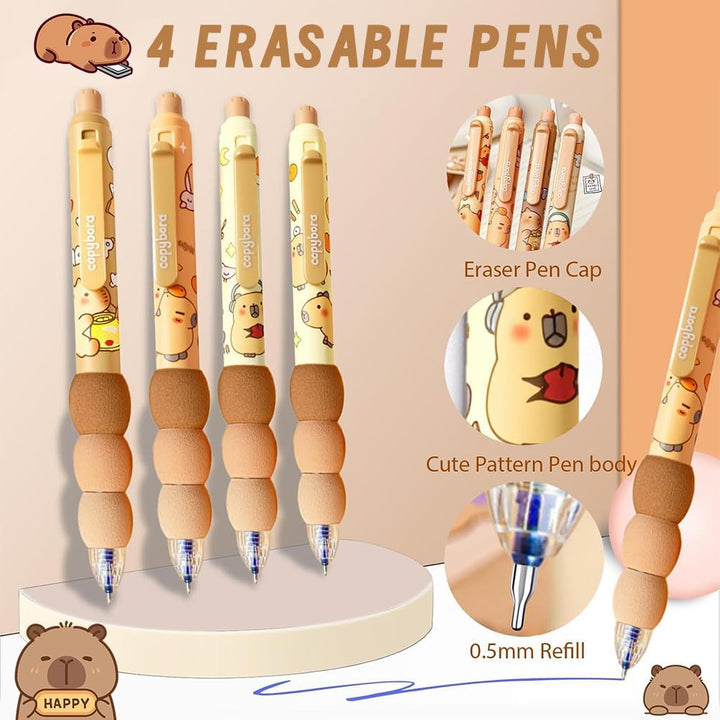 Capybara Rucksack Set, Schulrucksack Grosse Kapazität mit Capybara Federmäppchen, Stiften & Schlüsse