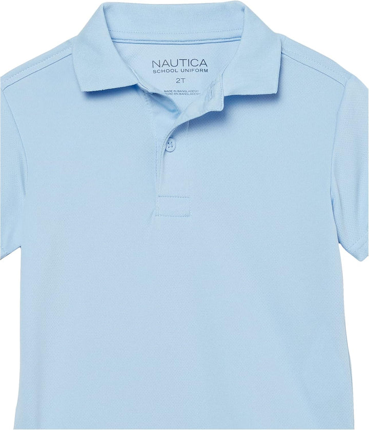 Nautica Boys' Little Boys' Uniform Short Sleeve Performance Polo, Light Blue, Large/6