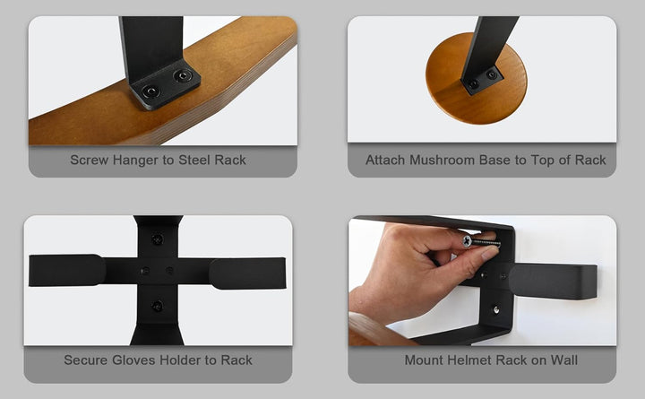 Helmhalter Wandhalterung, Motorrad Gear Rack mit Handschuhhalter, Gear Kleiderbügel, 2 Schlüsselhake