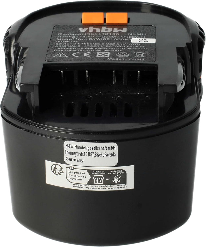 vhbw 2X Akku kompatibel mit AEG FL 14 Werkzeug (2000 mAh, NiMH, 14,4 V)