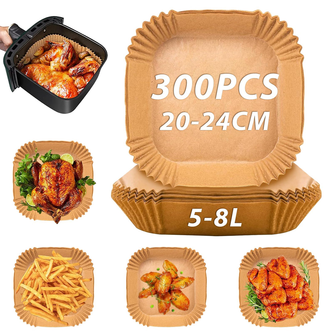 Sungoup Backpapier für Heissluftfritteuse 20-24cm, 300 Stück Airfryer Backpapier Antihaft Wasserdich