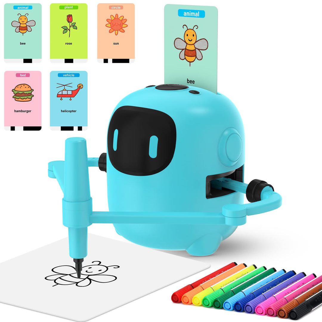 Zeichenroboter für Kinder ab 3 – AI Drawing Robot mit 100 Karten & Stift, Lernspielzeug Roboter Spie
