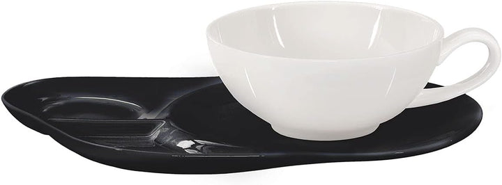 tea4chill Buchensee Tea for One mit Sieb Lena 500ml aus Crystal Bone China Porzellan in schwarz. Tee