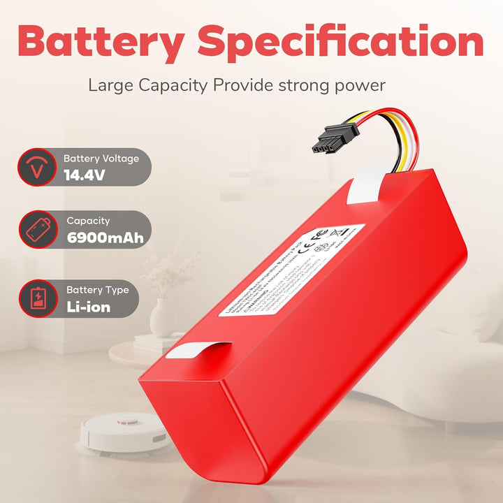 ASUNCELL 14,4V 6900mAh Li-ion Ersatzakku für Xiaomi Roborock S50 S51 S55 S7 S6 S5 Max Xiaowa E20 E25
