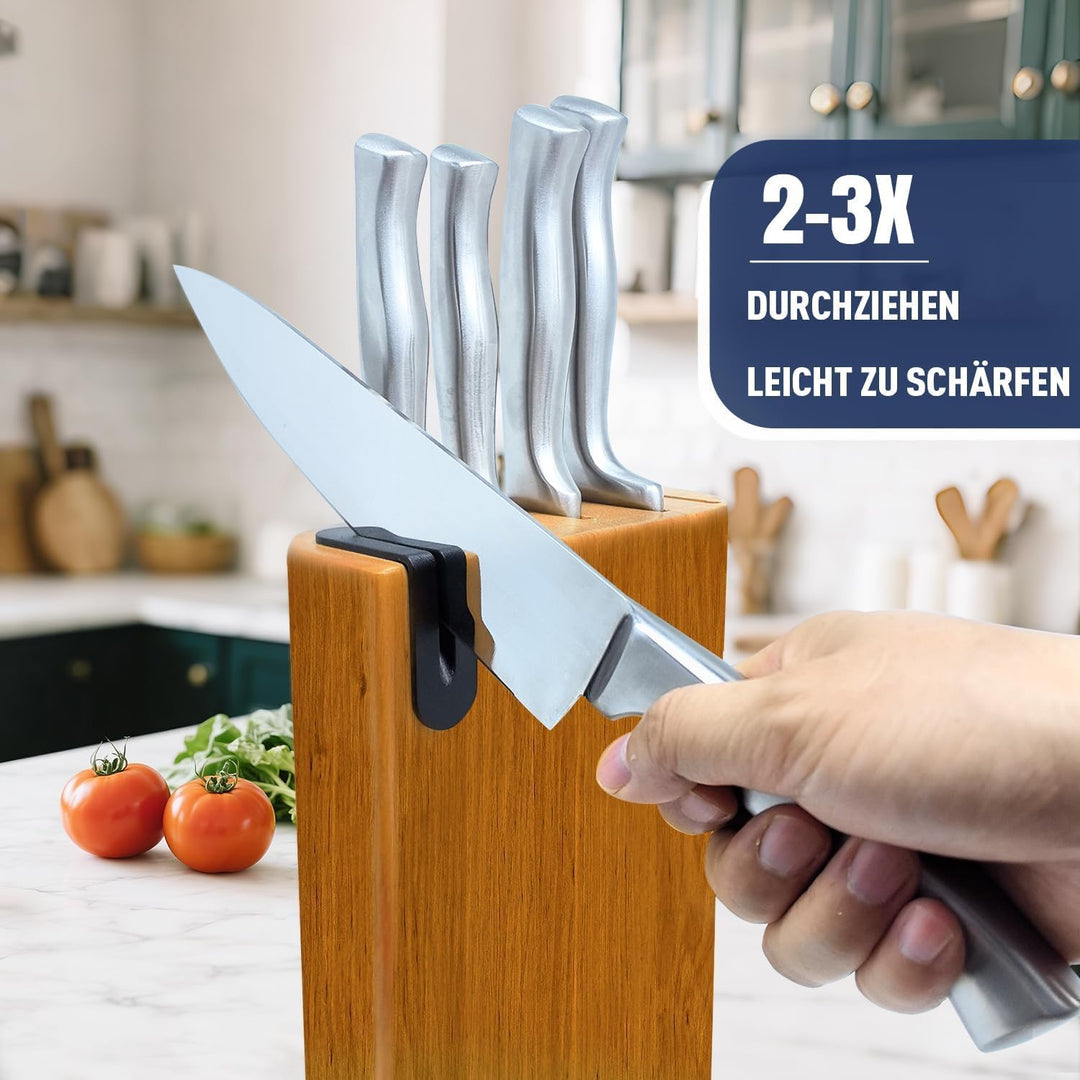 Dmore Messerblock mit Messer, 6-Teilig Küchenmesser Set mit Block und Schleifer, Premium-Edelstahl-M