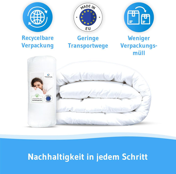 Bettdecke 155x220 Verda | 100% recycelt | Nachhaltige und warme Winterdecke | Thermoregulierende Ste