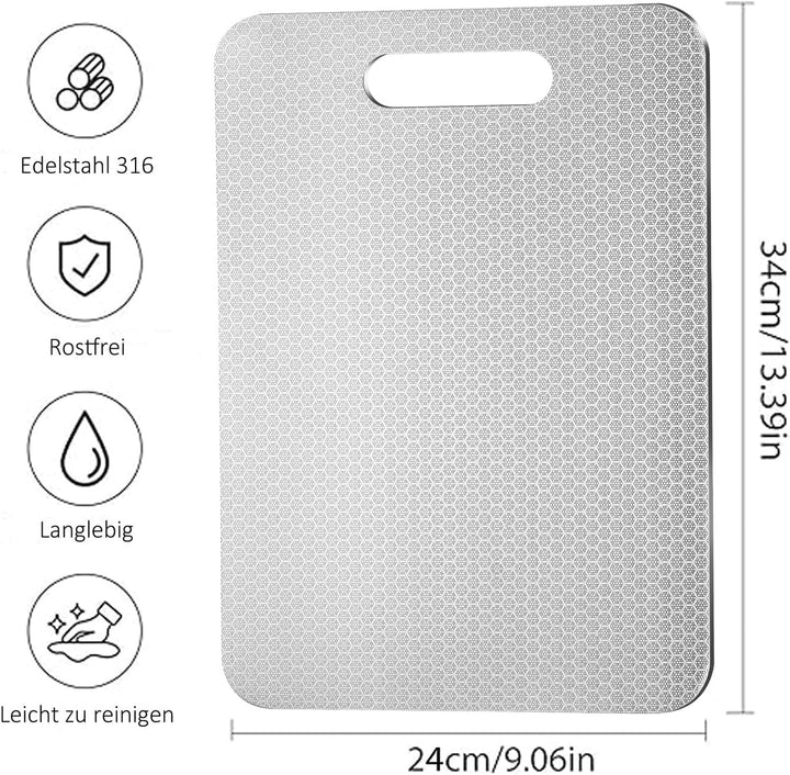 Edelstahl Schneidebrett 316, Neues Upgrade – Kratzfestigkeit, Beidseitige Schneidebrett ist BPA-frei