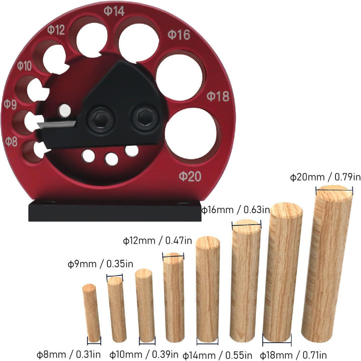 WERKZEUGPRO Dübelmacher-Vorrichtungssatz für Holz, Aluminiumlegierung, Rundstab-Dübelschneider, Vers