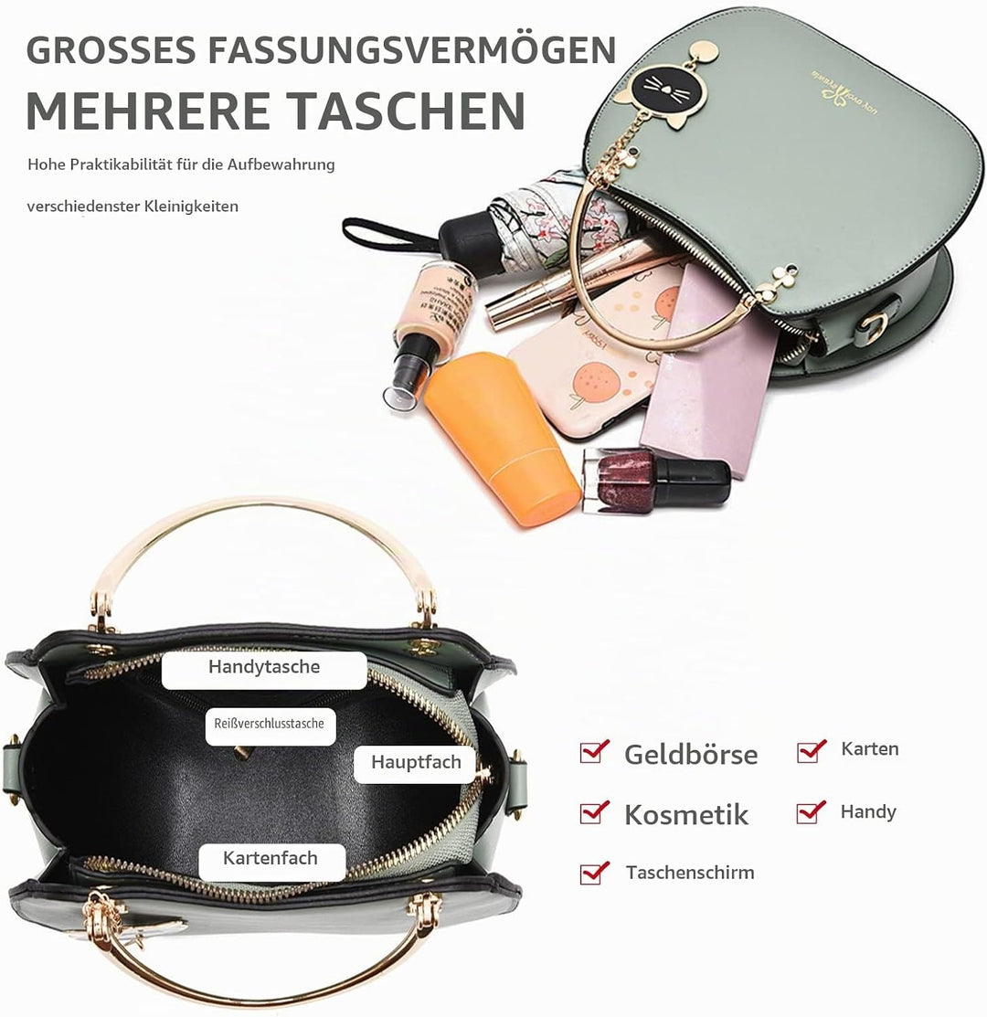 NICOLE &amp; DORIS Runde Umhängetasche Damen Handtasche Klein Tasche Mode Crossbody Bag Damen PU Leder H