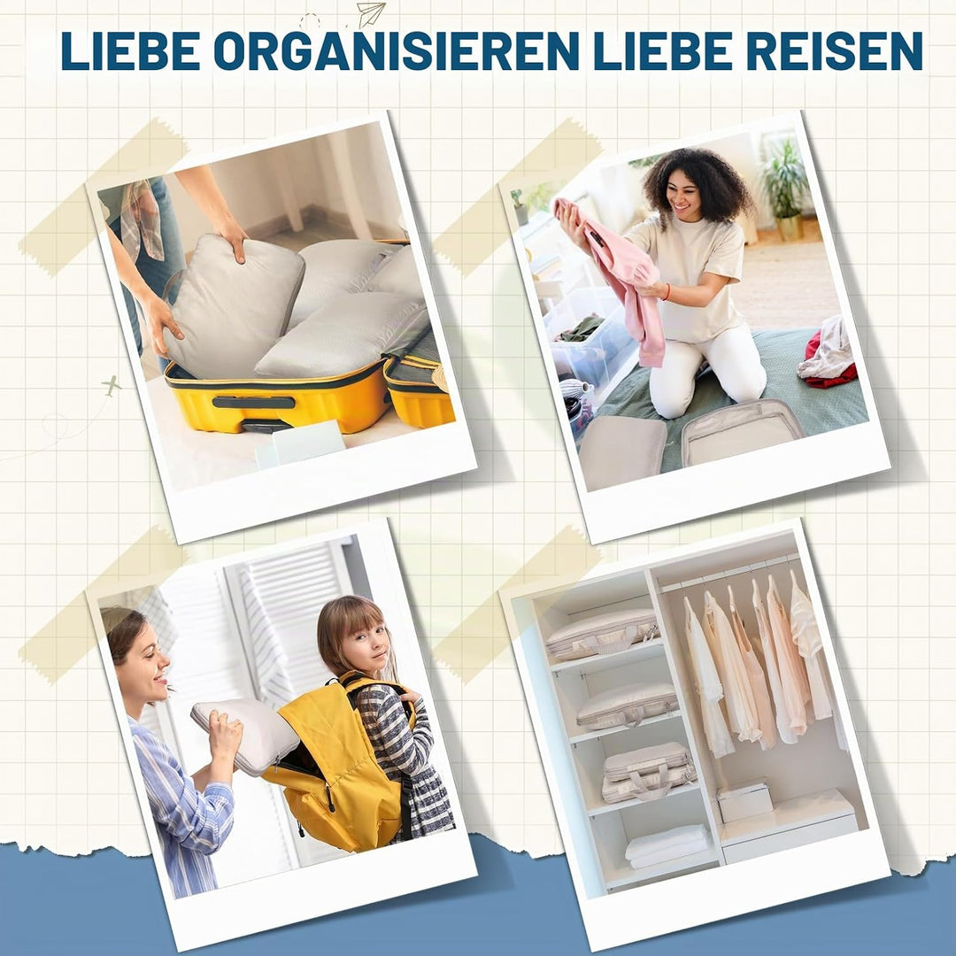 Kompressionstaschen für Koffer, Large Packwürfel für Suitcase, Wasserdichte Reise Kompressionsbeutel