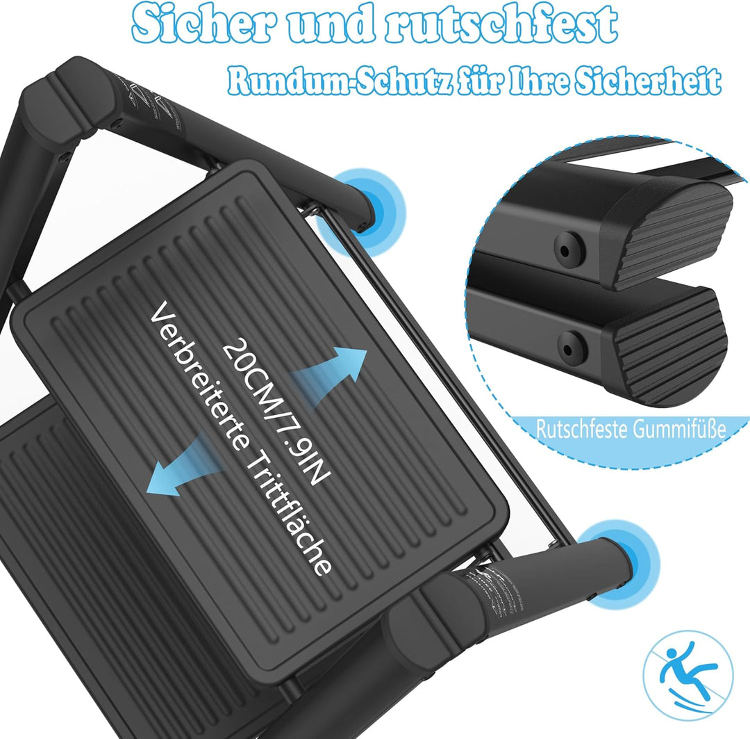 YRHome 2 Stufen Klappbar Trittleiter Leiter Tritthocker Klapptrittleiter mit breitem rutschfeste Ped