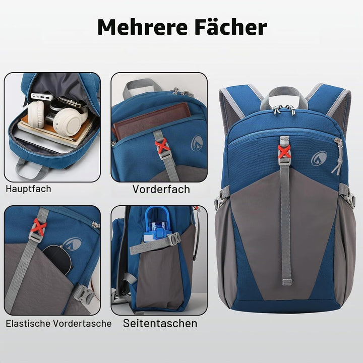 12L Wanderrucksack Klein Leichter, Kleiner Rucksack Lässig Herren Damen, Mini Daypacks für Wandern R