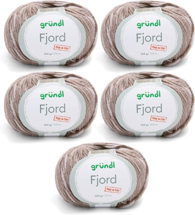 Gründl Wolle Fjord Made in Italy (52% Schurwolle Merino superwash, 48% Microfaser, 5 x 100 g/125 m,