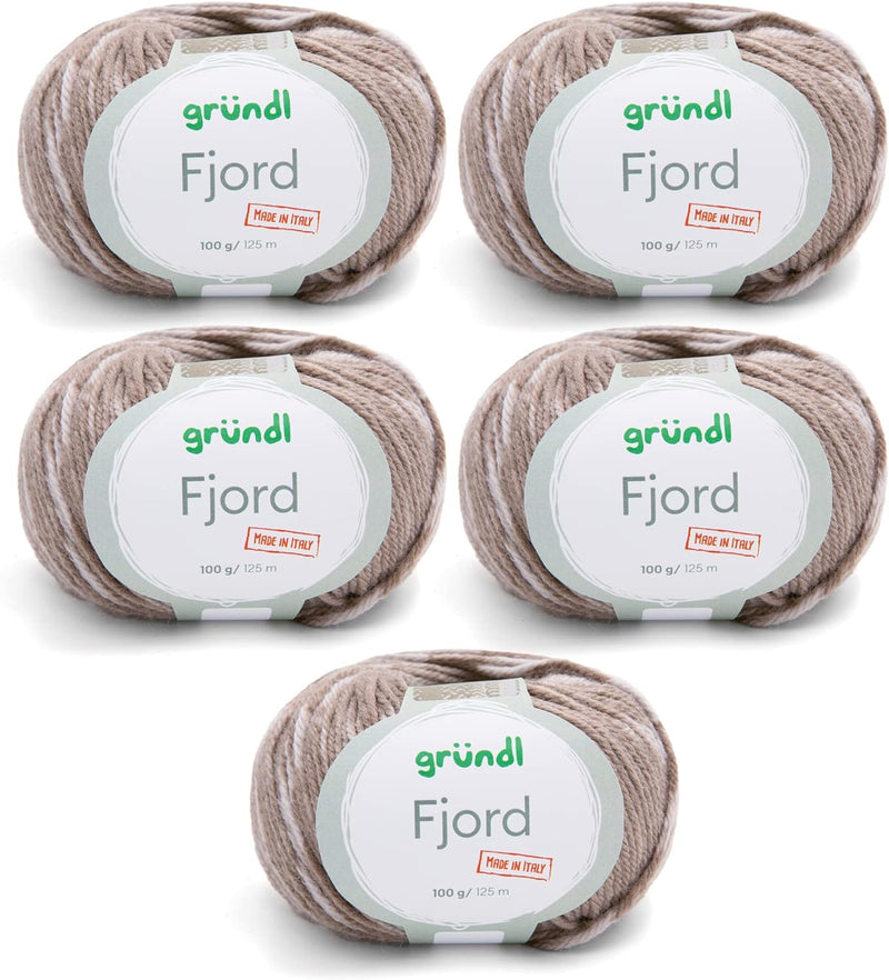 Gründl Wolle Fjord Made in Italy (52% Schurwolle Merino superwash, 48% Microfaser, 5 x 100 g/125 m,