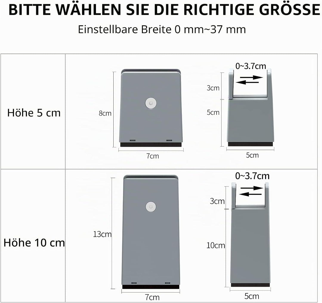 Ezprotekt Einstellbare Bett- und Möbelerhöhungen mit Schraubklemme, 10,2 cm, strapazierfähige Sofa-,