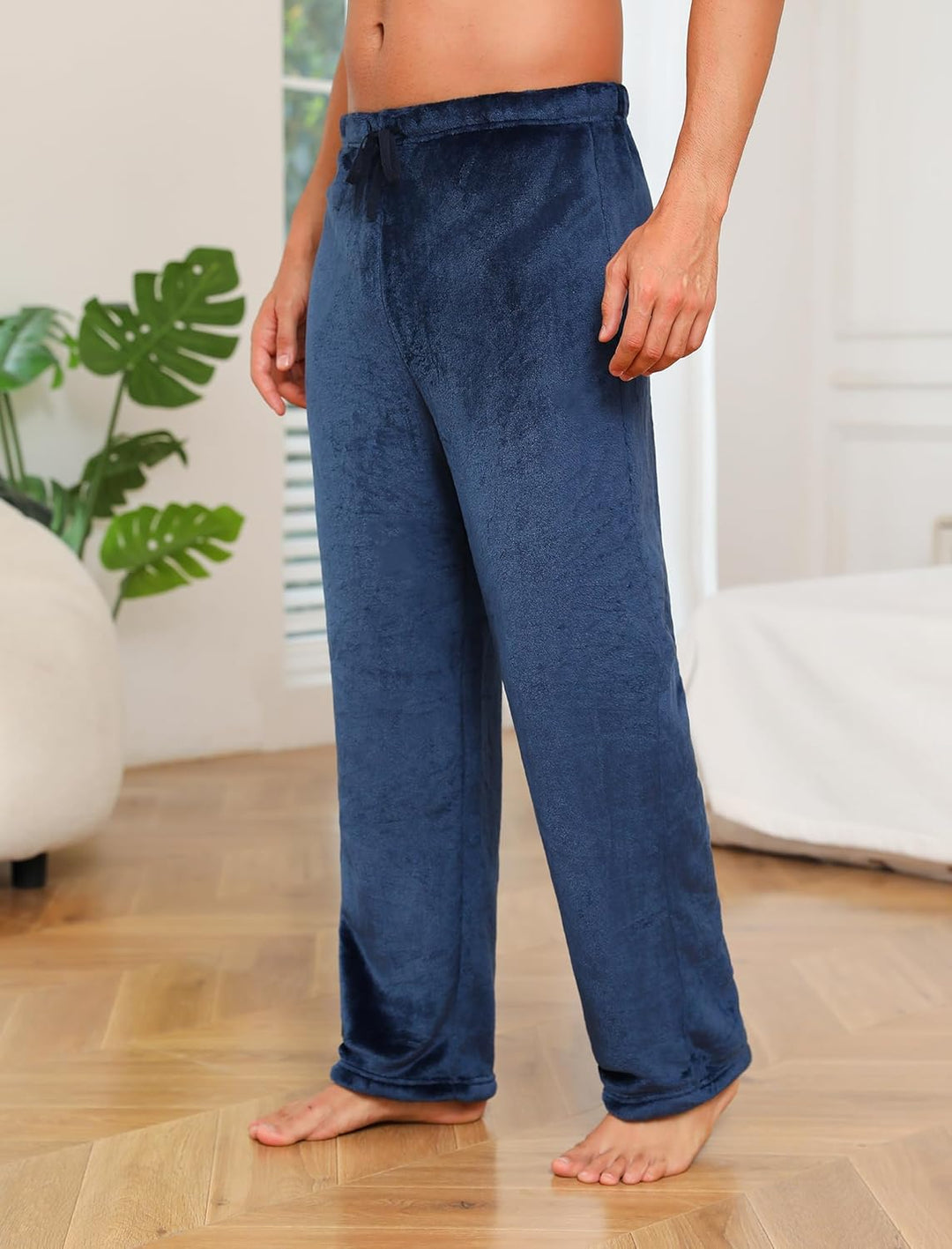 ENJOYNIGHT Schlafanzughose Herren Lang Fleece Pyjamahose Plüsch Freizeithose Warm Haushose mit Korde